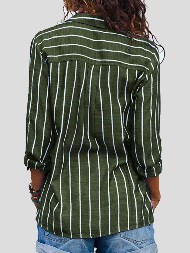 Fashion Striped Long Sleeve Lapel Shirt - Blouses - INS | Online Fashion Free Shipping Clothing, Dresses, Tops, Shoes - 18/06/2021 - 20-30 - BLO2106180121
