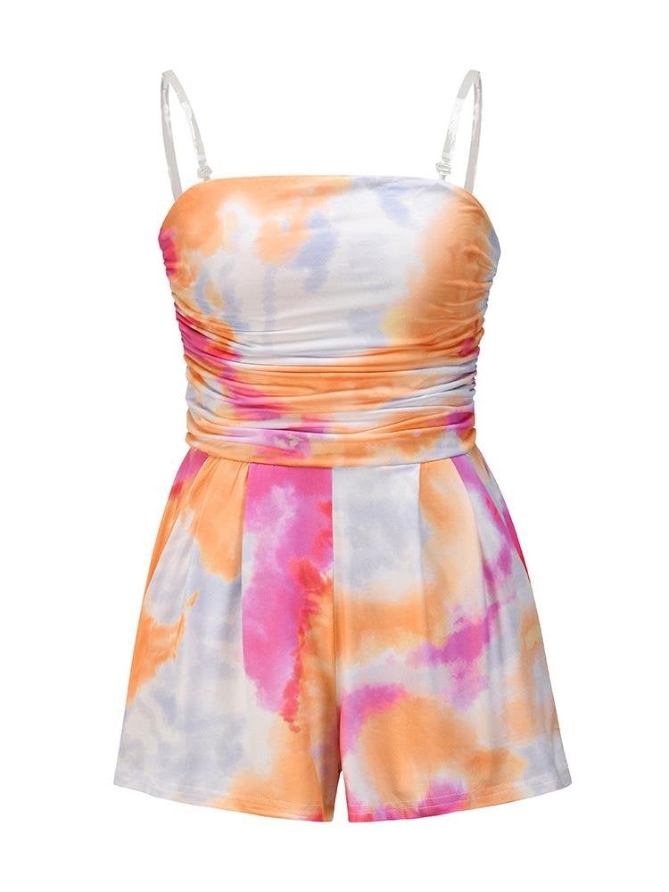 Fashion Tie-dye Beach Tube Top Jumpsuit - Rompers - INS | Online Fashion Free Shipping Clothing, Dresses, Tops, Shoes - 17/05/2021 - Color_Orange - Color_Rose Red