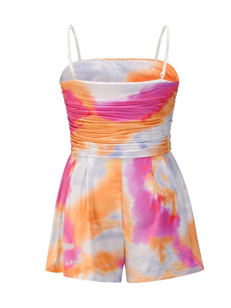 Fashion Tie-dye Beach Tube Top Jumpsuit - Rompers - INS | Online Fashion Free Shipping Clothing, Dresses, Tops, Shoes - 17/05/2021 - Color_Orange - Color_Rose Red