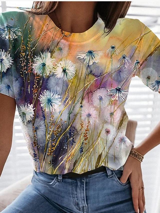 Fashion Tie-dye Variegated Print Short-sleeved Top - T-shirts - INS | Online Fashion Free Shipping Clothing, Dresses, Tops, Shoes - 04/06/2021 - Color_Green - Color_Purple