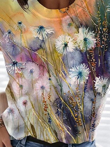 Fashion Tie-dye Variegated Print Short-sleeved Top - T-shirts - INS | Online Fashion Free Shipping Clothing, Dresses, Tops, Shoes - 04/06/2021 - Color_Green - Color_Purple