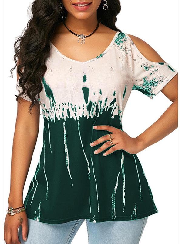 Fashion Trend Off Shoulder Short Sleeve T-shirt - T-shirts - INS | Online Fashion Free Shipping Clothing, Dresses, Tops, Shoes - "Color_Green - 12/05/2021 - 120521