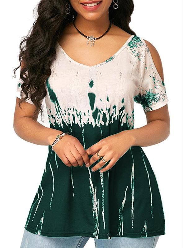 Fashion Trend Off Shoulder Short Sleeve T-shirt - T-shirts - INS | Online Fashion Free Shipping Clothing, Dresses, Tops, Shoes - "Color_Green - 12/05/2021 - 120521