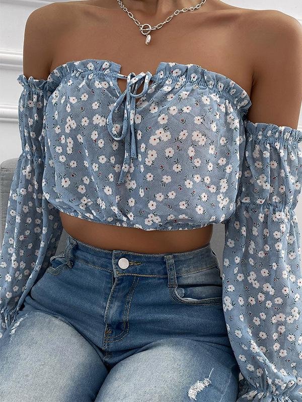 Fashion Tube Top Prnt Short Blouse - Blouses - INS | Online Fashion Free Shipping Clothing, Dresses, Tops, Shoes - 31/05/2021 - BLO210531290 - Blouses