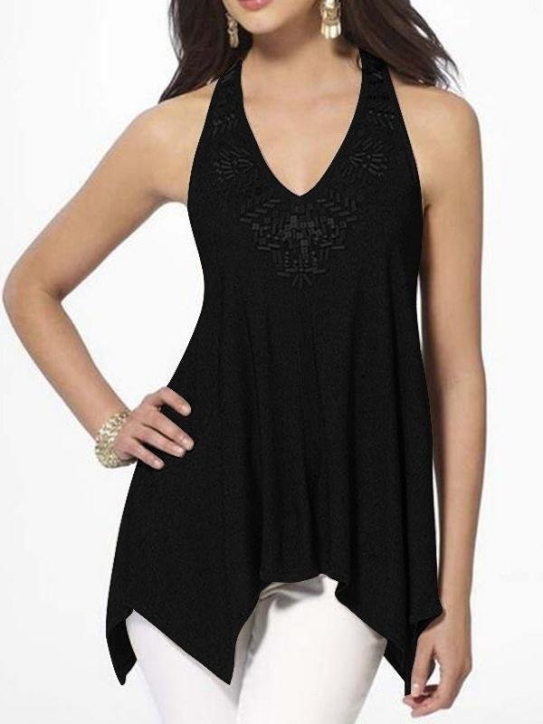 Fashion V-neck Lace Halter Vest - Tank Tops - INS | Online Fashion Free Shipping Clothing, Dresses, Tops, Shoes - 19/05/2021 - Color_Black - Color_Blue