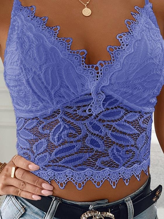 Fashion V-neck Lace Sling Sleeveless Vest - Tank Tops - INS | Online Fashion Free Shipping Clothing, Dresses, Tops, Shoes - 17/06/2021 - 20-30 - color-black