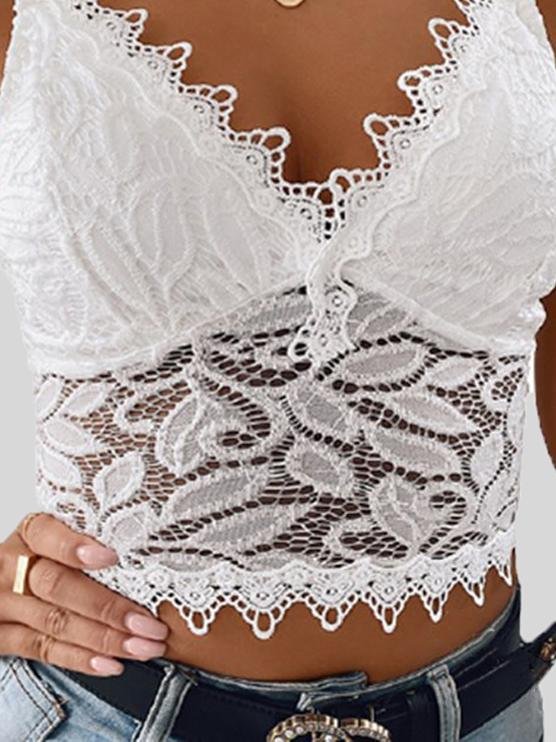 Fashion V-neck Lace Sling Sleeveless Vest - Tank Tops - INS | Online Fashion Free Shipping Clothing, Dresses, Tops, Shoes - 17/06/2021 - 20-30 - color-black