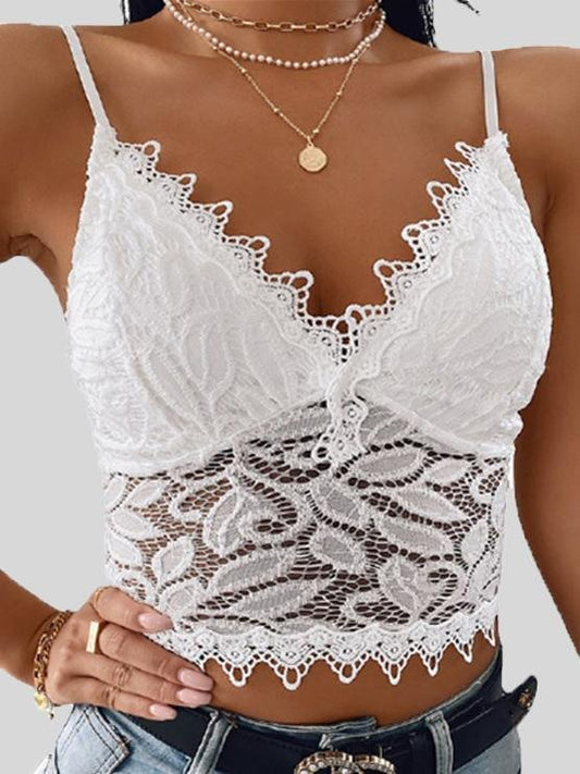 Fashion V-neck Lace Sling Sleeveless Vest - Tank Tops - INS | Online Fashion Free Shipping Clothing, Dresses, Tops, Shoes - 17/06/2021 - 20-30 - color-black