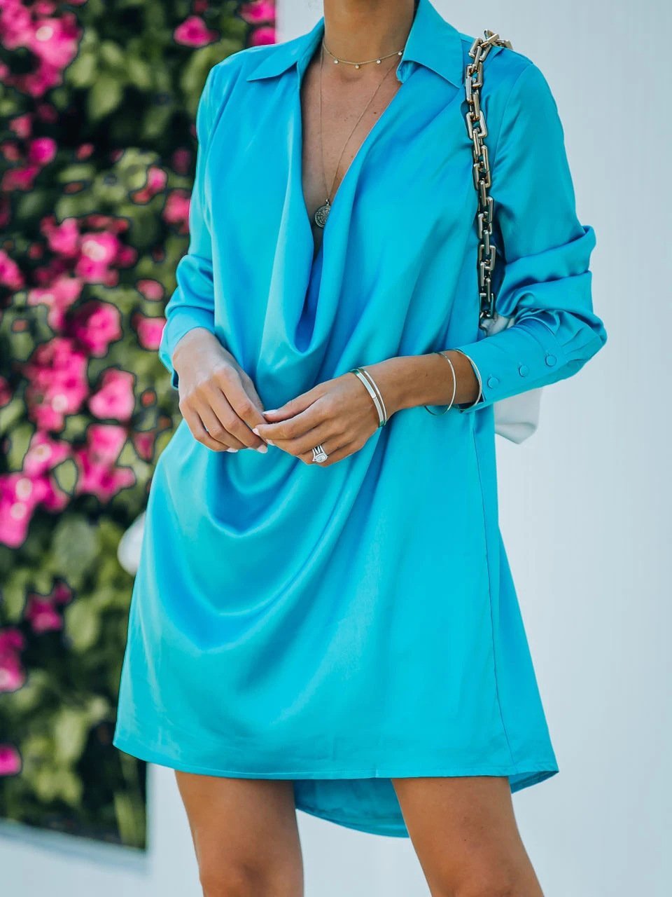 Fashion V-neck Long Sleeve Dress - Mini Dresses - INS | Online Fashion Free Shipping Clothing, Dresses, Tops, Shoes - 20-30 - 30/06/2021 - color-black