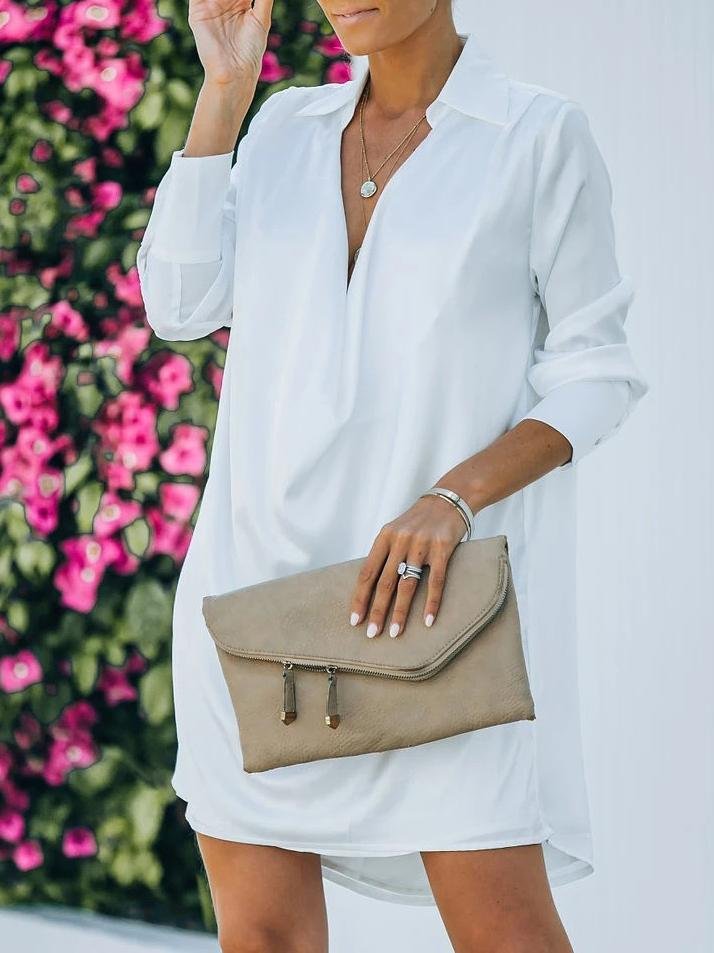 Fashion V-neck Long Sleeve Dress - Mini Dresses - INS | Online Fashion Free Shipping Clothing, Dresses, Tops, Shoes - 20-30 - 30/06/2021 - color-black