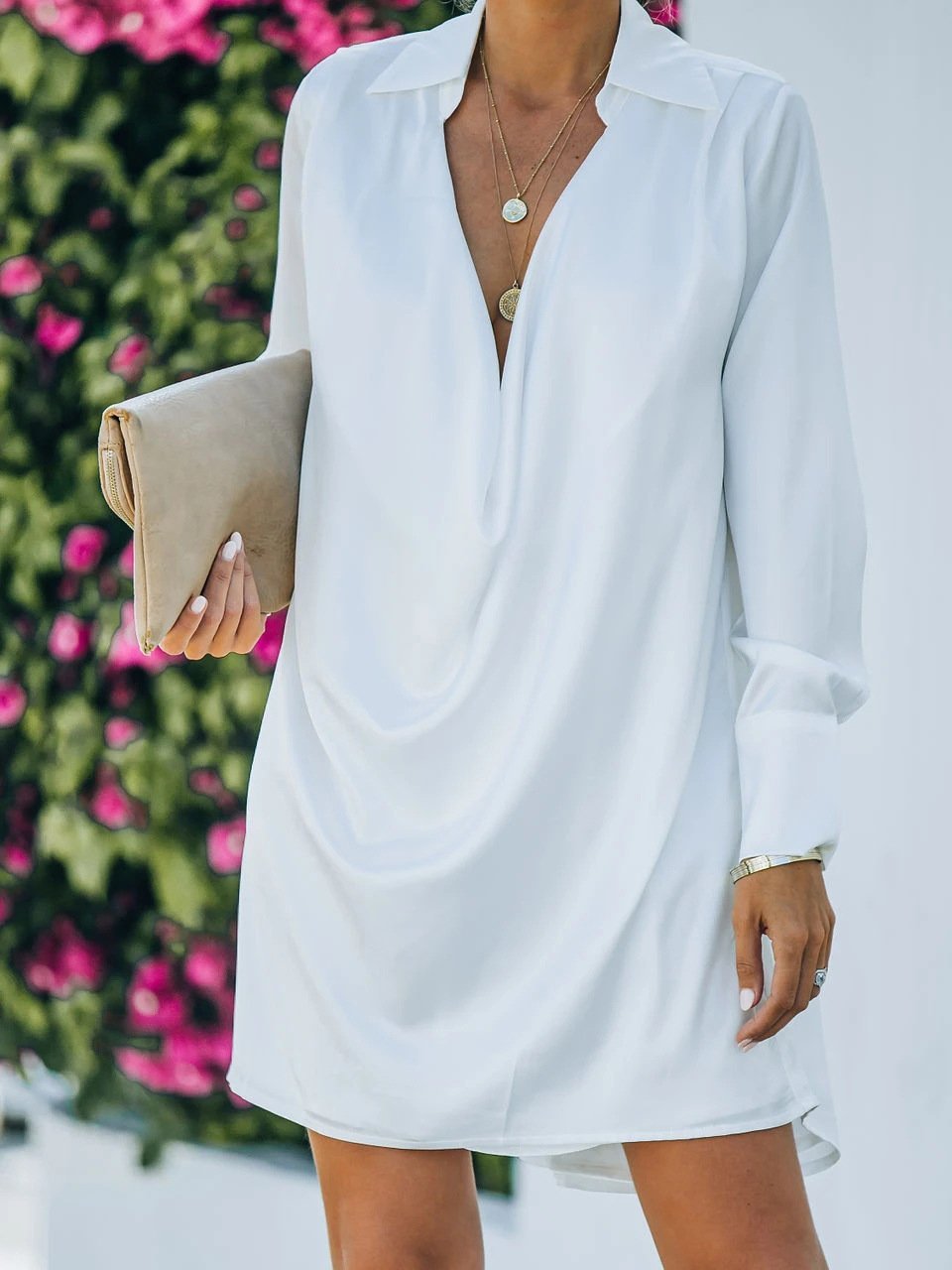 Fashion V-neck Long Sleeve Dress - Mini Dresses - INS | Online Fashion Free Shipping Clothing, Dresses, Tops, Shoes - 20-30 - 30/06/2021 - color-black