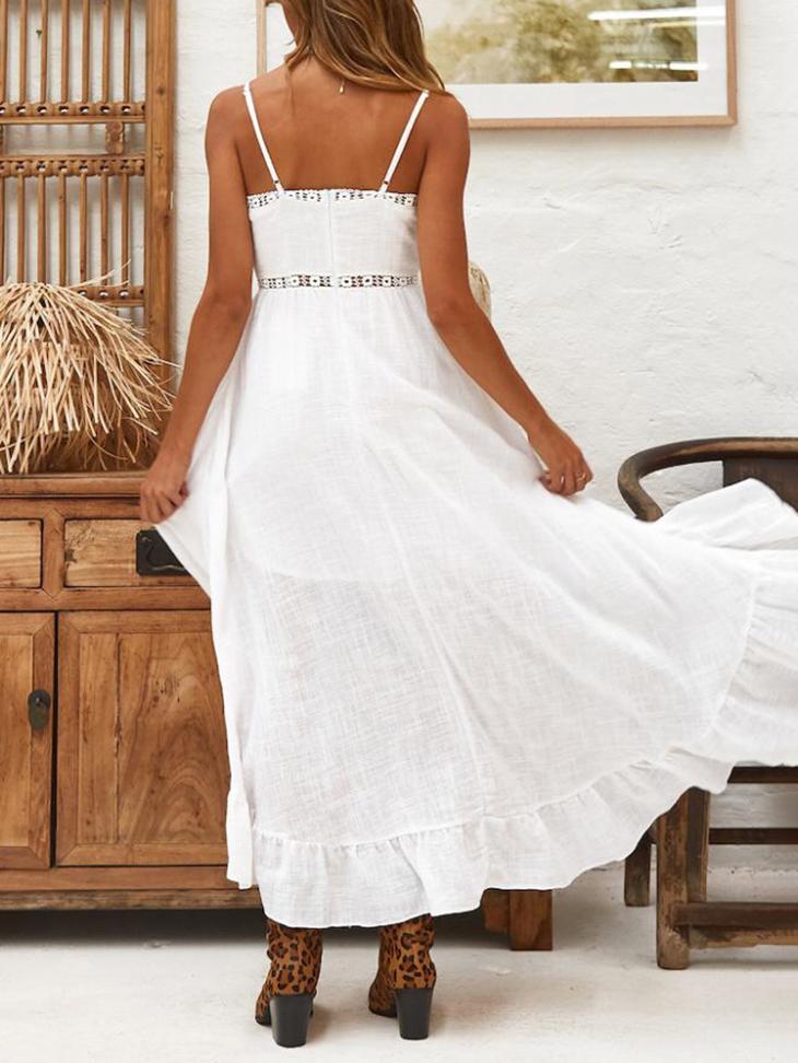 Fashion White Color Sling V Neck Mini Dress - Mini Dresses - INS | Online Fashion Free Shipping Clothing, Dresses, Tops, Shoes - 24/05/2021 - Color_White - DRE2105241069