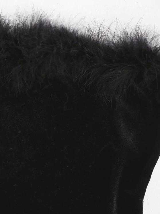 Faux Fur Panel Velvet Strapless Bodysuit - INS | Online Fashion Free Shipping Clothing, Dresses, Tops, Shoes