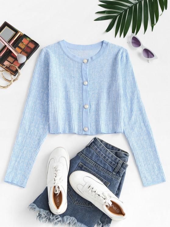 Faux Pearl Button Slim Textured Cardigan - INS | Online Fashion Free Shipping Clothing, Dresses, Tops, Shoes