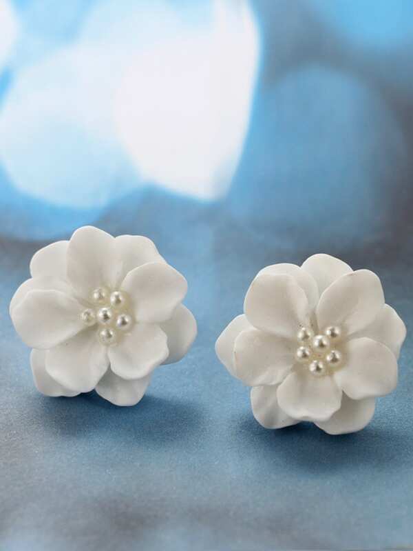 Faux Pearl Flower Stud Earrings 1pair - INS | Online Fashion Free Shipping Clothing, Dresses, Tops, Shoes