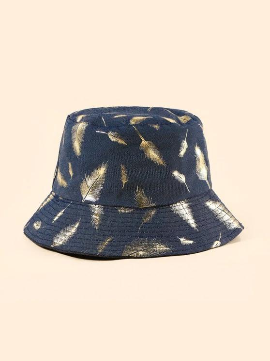 Feather Foil Print Bucket Hat - INS | Online Fashion Free Shipping Clothing, Dresses, Tops, Shoes