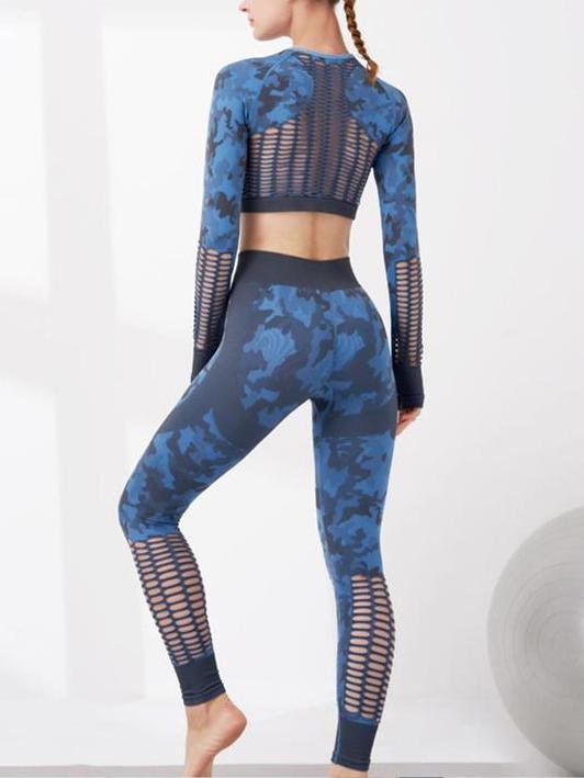 Fishing Net Camo Colorblock Sports Set - Activewear - INS | Online Fashion Free Shipping Clothing, Dresses, Tops, Shoes - 02/18/2021 - Activewear - Autumn