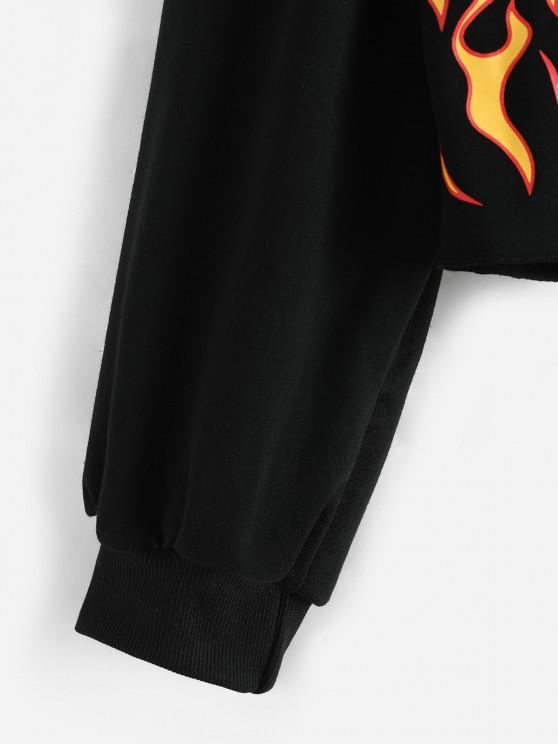 Flame Print Raw Hem Sweatshirt - INS | Online Fashion Free Shipping Clothing, Dresses, Tops, Shoes