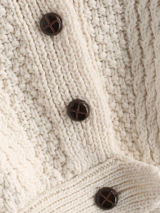 Flap Detail Button Up Cable Knit Cardigan - INS | Online Fashion Free Shipping Clothing, Dresses, Tops, Shoes