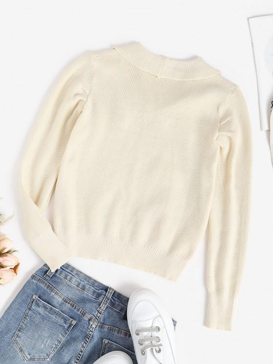 Flat Collar Knitted Plain Sweater - INS | Online Fashion Free Shipping Clothing, Dresses, Tops, Shoes