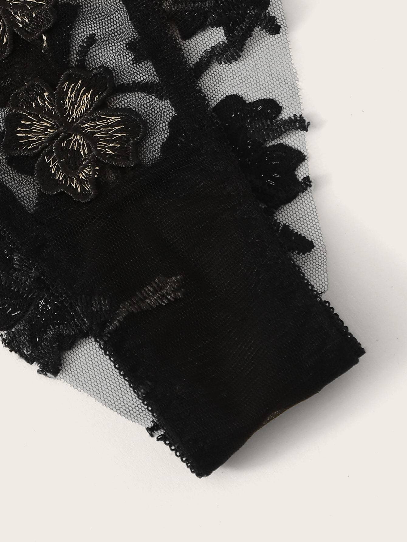 Floral Appliques Mesh Underwire Lingerie Set - INS | Online Fashion Free Shipping Clothing, Dresses, Tops, Shoes