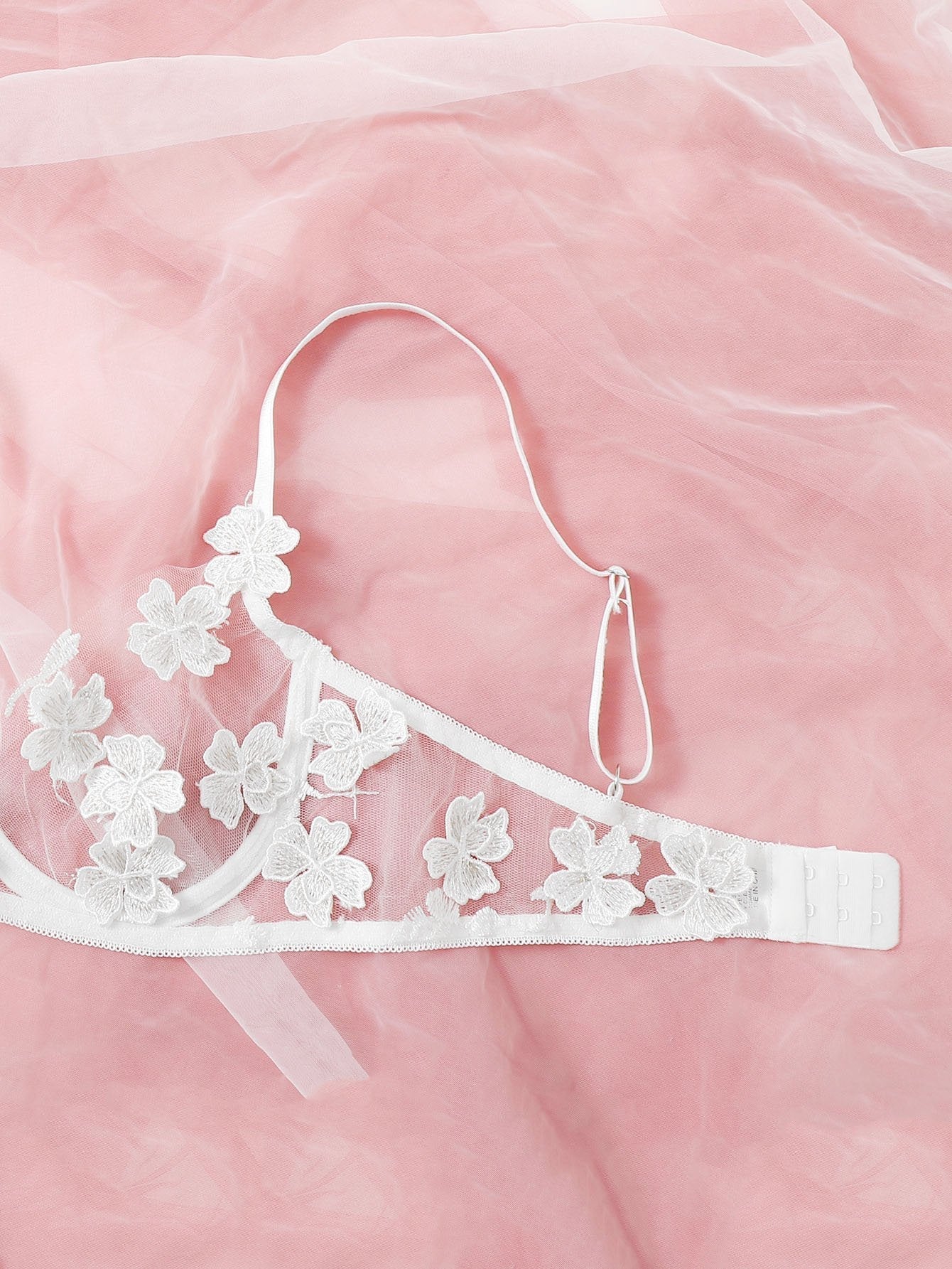 Floral Appliques Mesh Underwire Lingerie Set - INS | Online Fashion Free Shipping Clothing, Dresses, Tops, Shoes