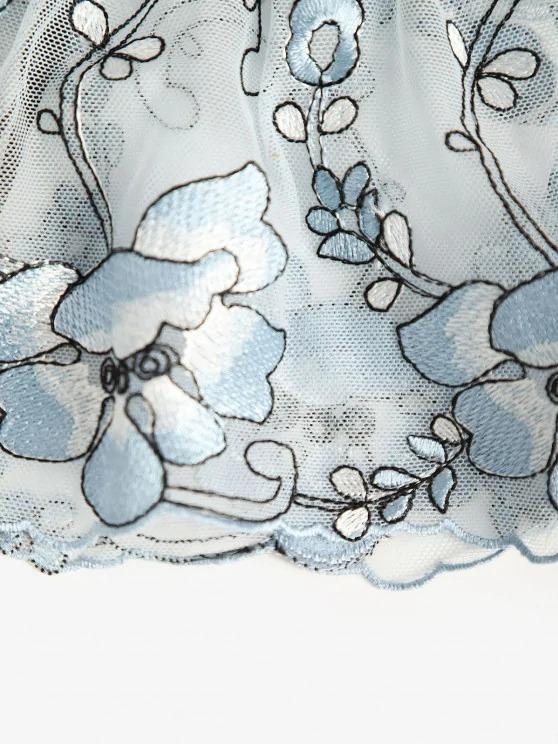 Floral Embroidered Mesh Bra and Garter Set - INS | Online Fashion Free Shipping Clothing, Dresses, Tops, Shoes