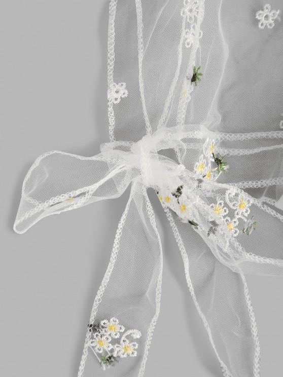 Floral Embroidered Ruffle Tie Mesh Lingerie Set - INS | Online Fashion Free Shipping Clothing, Dresses, Tops, Shoes