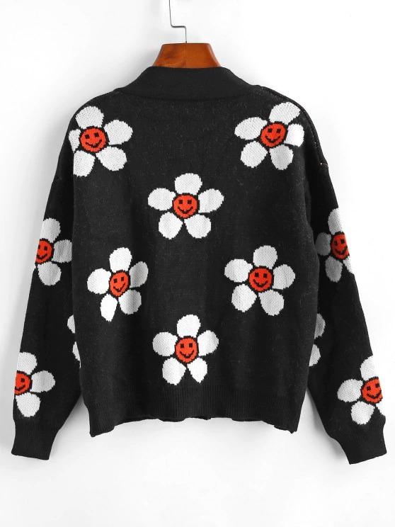 Floral Graphic Button Up V Neck Cardigan - INS | Online Fashion Free Shipping Clothing, Dresses, Tops, Shoes