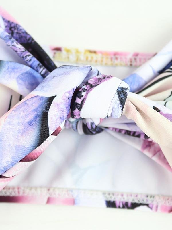 Floral High Waist Knotted Bandeau Brazilian Bikini - Bikinis - INS | Online Fashion Free Shipping Clothing, Dresses, Tops, Shoes - 14/04/2021 - Bikinis - Colour_Pink