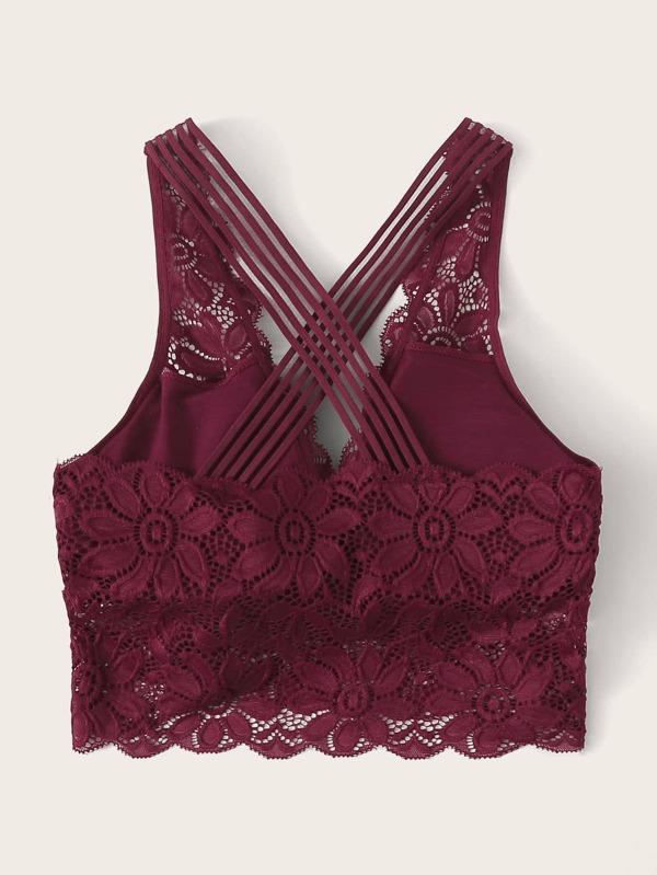 Floral Lace Criss Cross Bralette - INS | Online Fashion Free Shipping Clothing, Dresses, Tops, Shoes