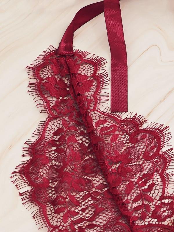 Floral Lace Halter Teddy Bodysuit - INS | Online Fashion Free Shipping Clothing, Dresses, Tops, Shoes