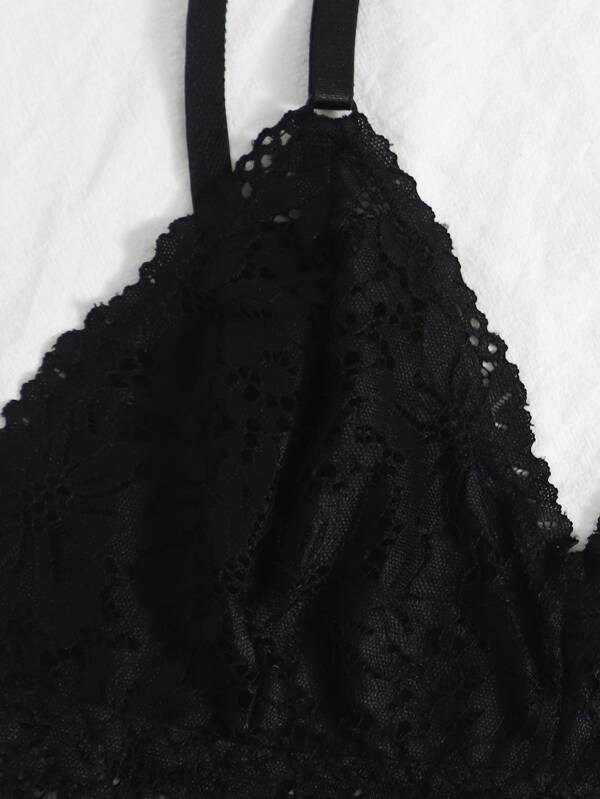 Floral Lace Longline Bralette - INS | Online Fashion Free Shipping Clothing, Dresses, Tops, Shoes