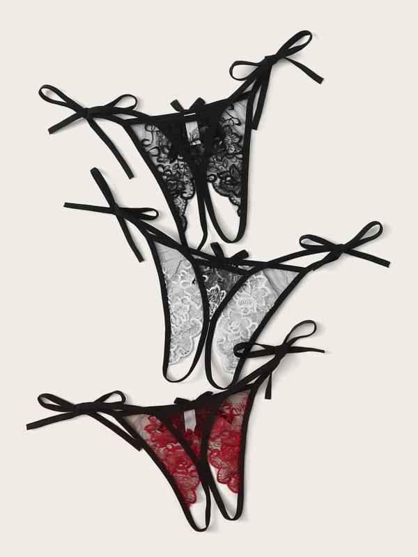 Floral Lace Sheer Panty Set 3pack - INS | Online Fashion Free Shipping Clothing, Dresses, Tops, Shoes