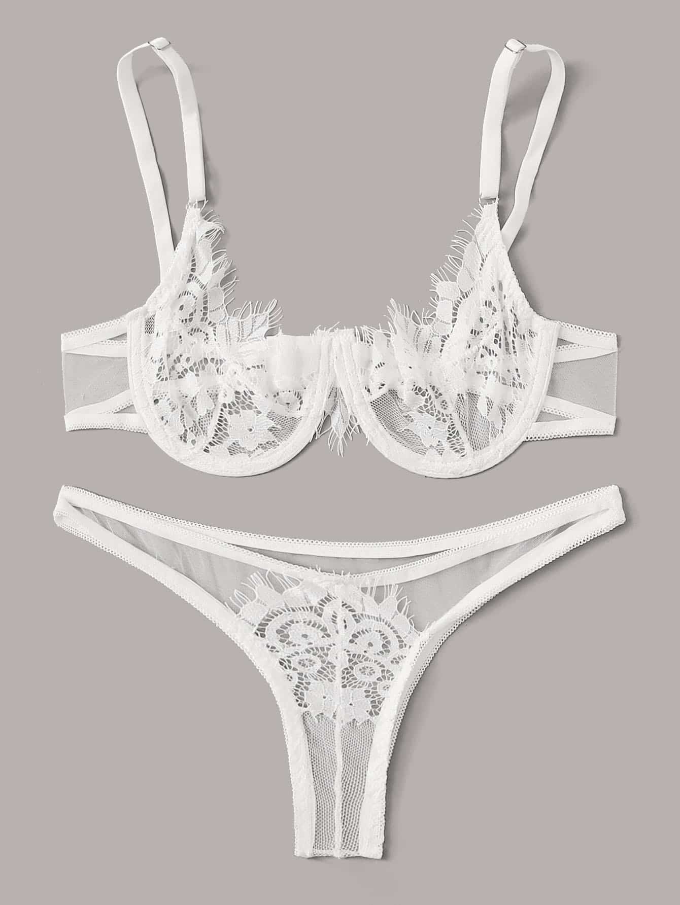 Floral Lace Underwire Lingerie Set - INS | Online Fashion Free Shipping Clothing, Dresses, Tops, Shoes