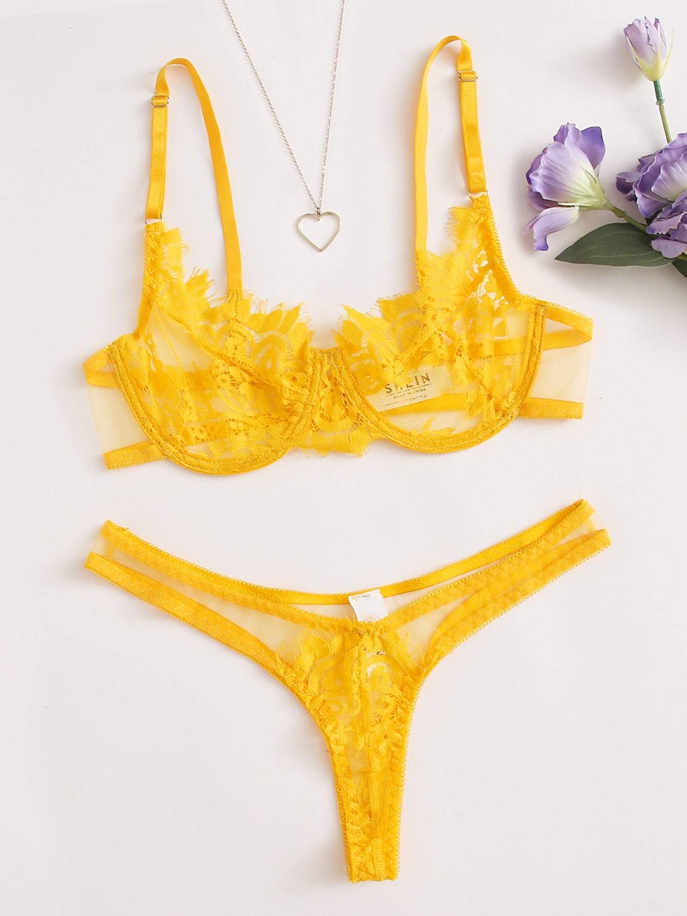 Floral Lace Underwire Lingerie Set - INS | Online Fashion Free Shipping Clothing, Dresses, Tops, Shoes