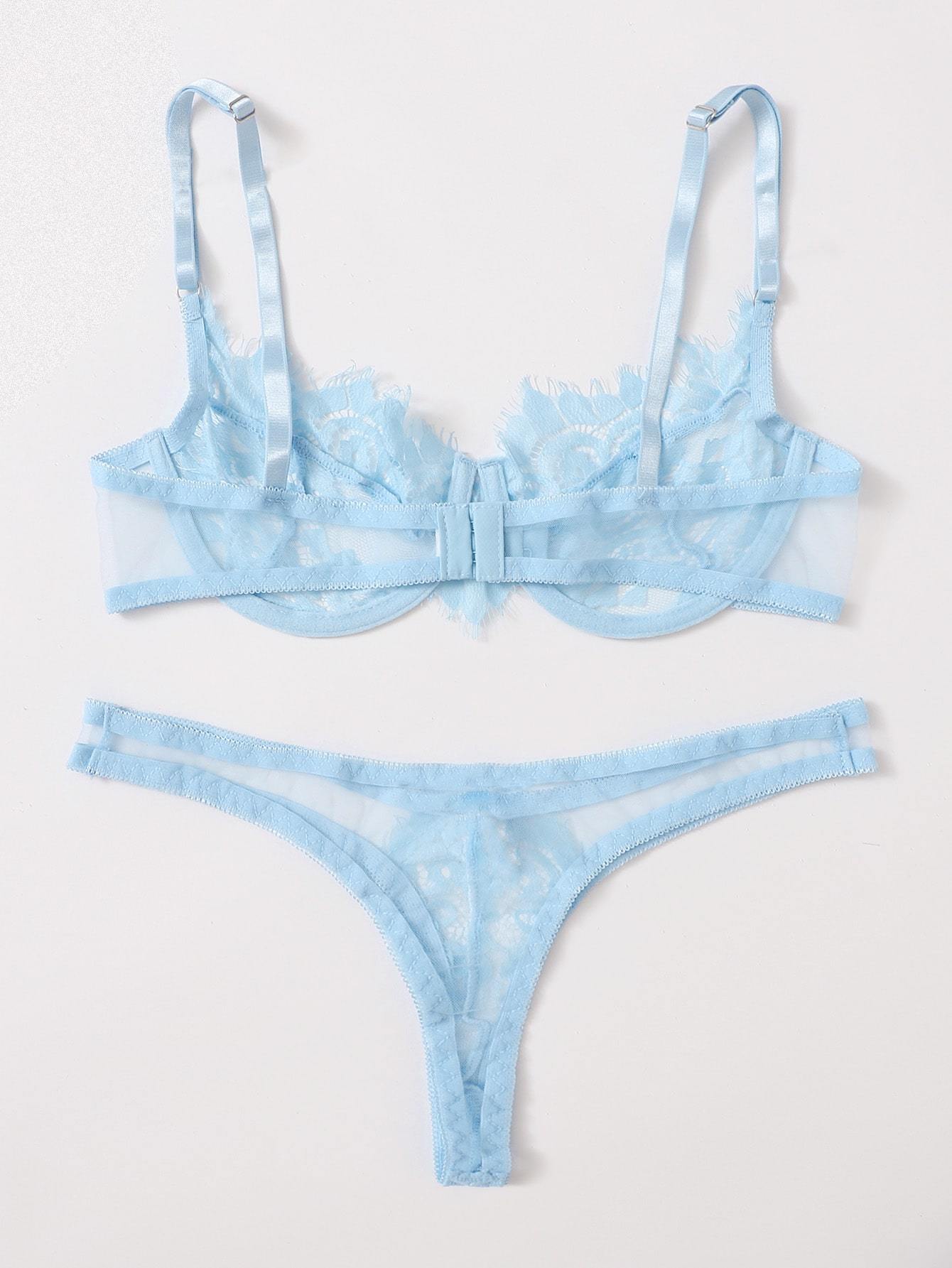 Floral Lace Underwire Lingerie Set - INS | Online Fashion Free Shipping Clothing, Dresses, Tops, Shoes