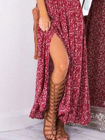 Floral One Shoulder Irregular Split Dress - Maxi Dresses - INS | Online Fashion Free Shipping Clothing, Dresses, Tops, Shoes - 04/06/2021 - Category_Maxi Dresses - Color_Blue