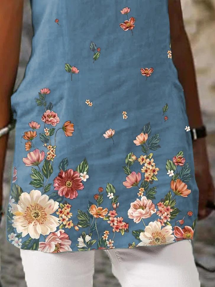 Floral Print Short Sleeve V-Neck Casual T-Shirts - T-Shirts - INS | Online Fashion Free Shipping Clothing, Dresses, Tops, Shoes - 20-30 - 21/06/2021 - Category_T-Shirts