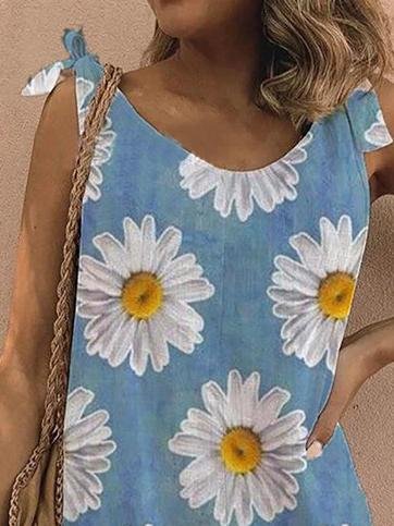Floral Print Sleeveless Belted Casual Jumpsuit - Jumpsuits & Rompers - INS | Online Fashion Free Shipping Clothing, Dresses, Tops, Shoes - 06/07/2021 - 20-30 - Bottom