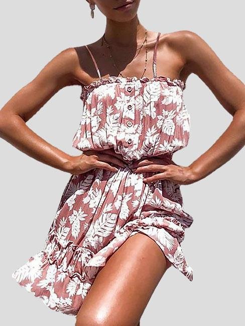 Floral Print Stitching Strap Dress - Mini Dresses - INS | Online Fashion Free Shipping Clothing, Dresses, Tops, Shoes - 17/07/2021 - 20-30 - color-black