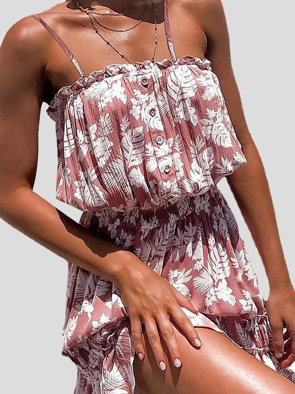 Floral Print Stitching Strap Dress - Mini Dresses - INS | Online Fashion Free Shipping Clothing, Dresses, Tops, Shoes - 17/07/2021 - 20-30 - color-black