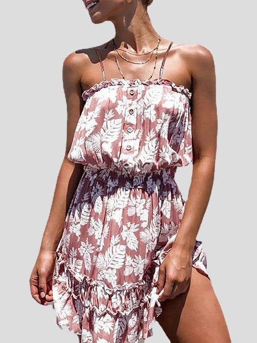 Floral Print Stitching Strap Dress - Mini Dresses - INS | Online Fashion Free Shipping Clothing, Dresses, Tops, Shoes - 17/07/2021 - 20-30 - color-black