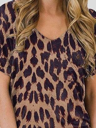 Floral Print V-neck Casual Top - T-shirts - INS | Online Fashion Free Shipping Clothing, Dresses, Tops, Shoes - 10-20 - 28/06/2021 - color-brown