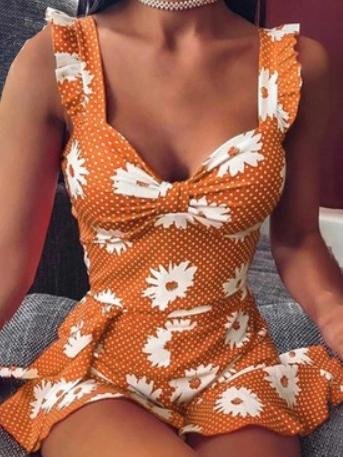Floral Printed Suspender Dress - Mini Dresses - INS | Online Fashion Free Shipping Clothing, Dresses, Tops, Shoes - 10-20 - 17/06/2021 - color-blue