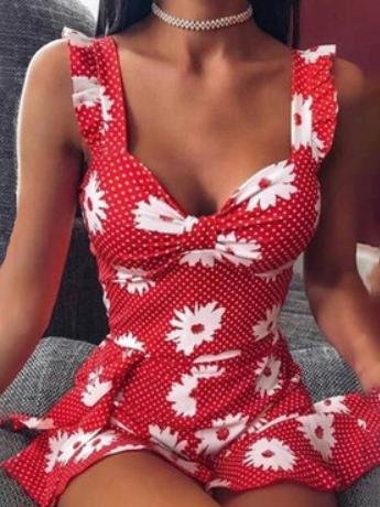 Floral Printed Suspender Dress - Mini Dresses - INS | Online Fashion Free Shipping Clothing, Dresses, Tops, Shoes - 10-20 - 17/06/2021 - color-blue