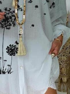 Floral Printing Long-sleeved Shirt Dress - Mini Dresses - INS | Online Fashion Free Shipping Clothing, Dresses, Tops, Shoes - 09/07/2021 - 20-30 - color-gray