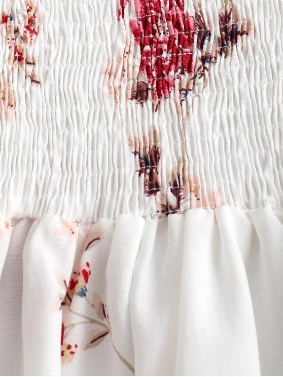 Floral Smocked Off Shoulder Mini Dress - Dresses - INS | Online Fashion Free Shipping Clothing, Dresses, Tops, Shoes - Black - Blue - Color_Black