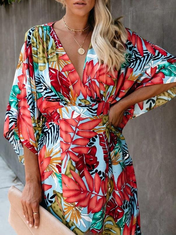 Flower Beach Blouse Sun Protection Robe-style Dress - Maxi Dresses - INS | Online Fashion Free Shipping Clothing, Dresses, Tops, Shoes - 19/07/2021 - 30-40 - color-one-set5-pcs