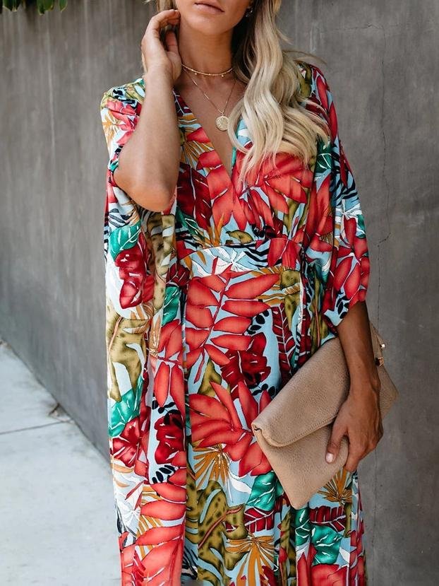 Flower Beach Blouse Sun Protection Robe-style Dress - Maxi Dresses - INS | Online Fashion Free Shipping Clothing, Dresses, Tops, Shoes - 19/07/2021 - 30-40 - color-one-set5-pcs